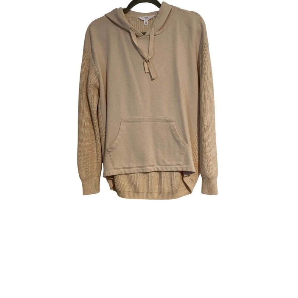 Time And Tru Women's S Cream Sweater Hoodie Kangaroo Pocket Casual Comfy